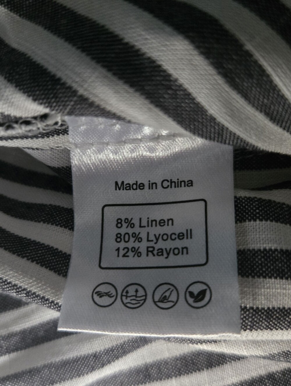 Women's Wide-Leg Striped Drawstring Pants - Black/White - Picture 6 of 7
